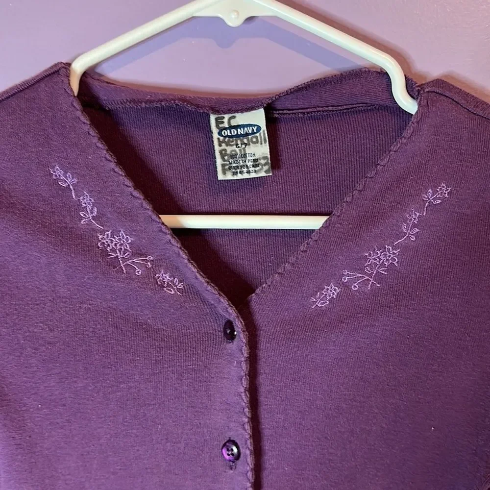 Old Navy Girls Purple Button-Up Cardigan Sweater Size Large L Long Sleeve